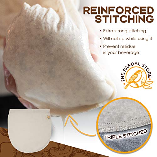 XXL 14"x14" Nut Milk Bag - 100% Organic Unbleached Cotton Easy To Clean Nut Milk Strainer/Cheesecloth Bags, Reusable for Straining Oat Milk, Almond Milk, Cheese making, Celery Juice