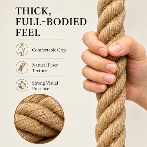 Twisted Manila Rope (1.5 Inch x 200 Feet) Natural Jute Rope Thick Hemp Ropes for Docks, Nautical, Railings, Swing, Decorating - size: 1.5 in x 200 ft
