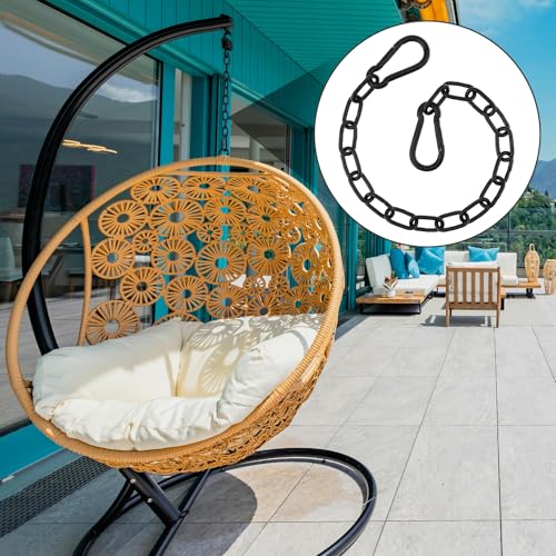 20 inch Gate Chain Lock with Both-Ended M8 Carabiners,Chain Dia 5 mm,Black | 304 Stainless steel, for outdoor fence gates,pet cages, easy to lock/unlock, extra security, for gate that wouldn’t stay shut - size: 20" x 13/64"