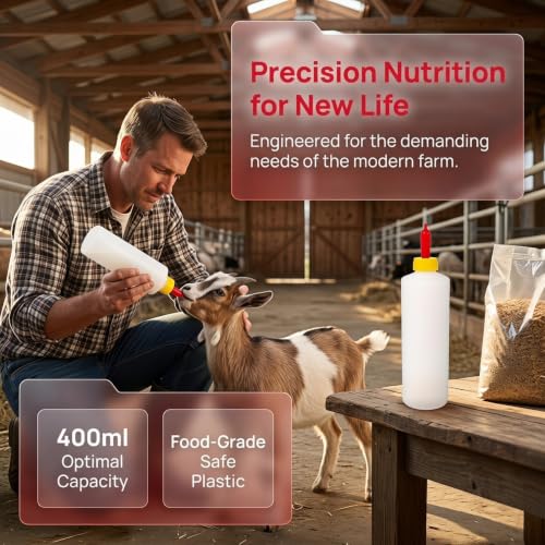 VOSAREA 1 Set Goat Feeding Bottles 400ml Plastic Lamb Milk Bottles Livestock Nursing for Farm Use