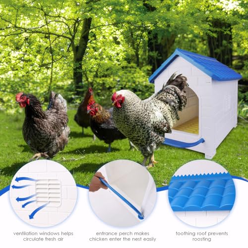 Waterproof Chicken Nesting Boxes for Chickens, Nesting Box for Laying Eggs, Washable Nesting Pad, Wall or Ground Mounted, Indoor & Outdoor Laying for Chicken, Duck, Rabbit, Poultry (1 Pack)