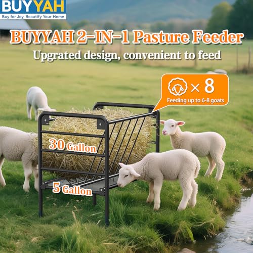 Livestock Hay Feeder 35 Gallon | Heavy Duty Livestock Feeder, Pasture Feeder, Metal Hay Feeder for Mini Horse, Ponies, Goats and Sheep for Hay Feeding - size: 35 Gallon