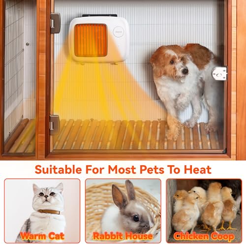 Dreyoo 600/300W Dog House Heater with Thermostat, Pet Heater with 6FT Anti Chew Cord and Safe Overheat Protection, 2 Heating Mode Pet Warmer for Dogs Chicken Coops Rabbits(White,1 Pcs)