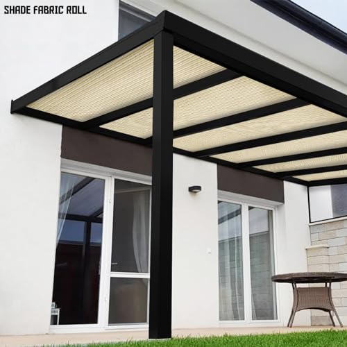TANG Sun Shade Fabric Roll 8' x 25' Shade Cloth for Patio,Pergola Canopy Replacement Cover, Blockage UV Resistant Mesh Net Sail Sunshades Outdoor for Backyard Garden Plant Deck, Beige