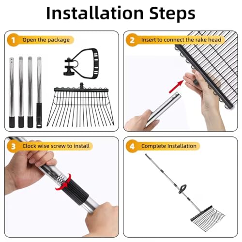 65In Pitch Forks for Garden, Long Handle Adjustable Steel Handle | Long Handle, Adjustable Steel Handle,for Gardening Horse Stall Stable Grass Hay Cleaning Farm Work