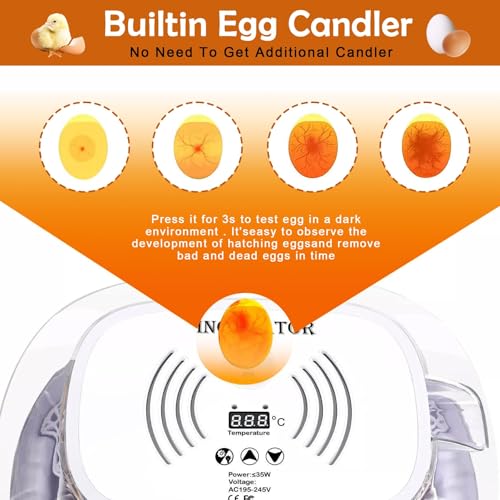 16 Egg Incubator with Automatic Egg Turning and Humidity Control,360 Degree View with Clear Window, Incubators for Hatching Eggs, Chicken, Ducks, Goose, Pigeon, Quail, Parrot - size: 16 Eggs