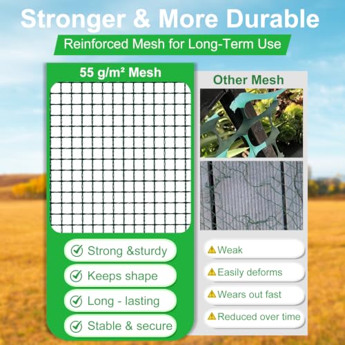 Temporary Garden Fence 4ft x 165ft,Plastic Fencing with Reinforced Edges, Includes 100 Zip Ties, for Yard, Garden, Poultry, Deer & Construction Use - color: Teal Green, size: 4ft x 165ft