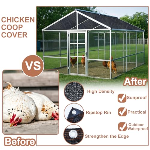 11.5×6.6 FT Chicken Run Pen Shade Cover, 90% UV‑Block Sun Shade Cloth | High Density Black Shade Netting Mesh with 20Pcs Ball Bungee Cords for Outdoor Garden Patio Yard Poultry Coop Chicken Run Pen