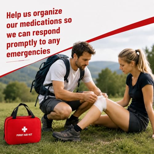 Red Empty First Aid Bag, Portable Oxford Cloth Emergency Medical Pouch, Compact First Aid Storage Bag for Travel, Outdoor, Home and Office