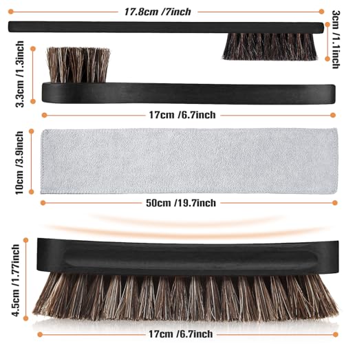 4 Pcs Horsehair Shine Shoes Brush Kit Polish Dauber Applicators Cleaning Leather Shoes Boots Care Brushes Suede Cleaner Brush with Microfiber Shoe Cloth(4 Pcs Black D) - style: 4 Pcs Black D