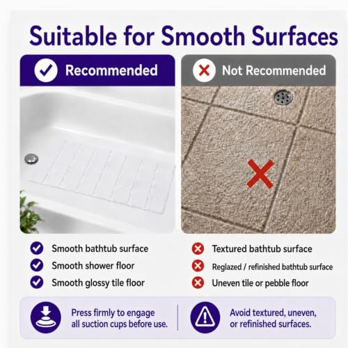 Webos Silicone Bath Mat with Suction Cups – Non-Slip Foldable Bathtub & Shower Mat, Durable & Quick-Dry Safety Tub Mat with Large Drain Holes for Families 28"x 14" White - color: White, size: 28" x 14" (Rectangular)