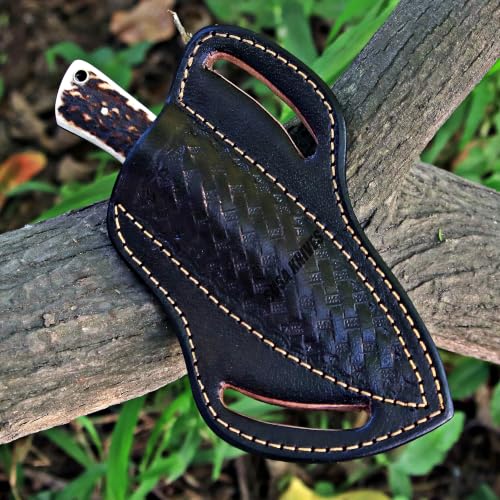 Custom Handmade 7'' fixed blade hoof rasp knife/Cow boy knife/Damascus steel Bull cutter knife, cowboy knives with pancake leather sheath (SUSA 122) - color: SUSA 122