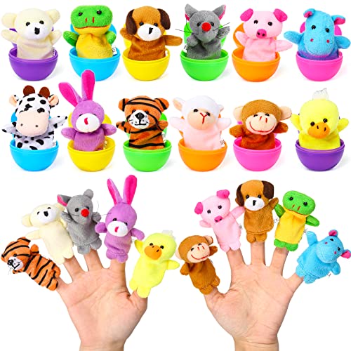 12pcs Easter Eggs Filled with Finger Puppets | for Easter Basket Stuffers, Easter Eggs Hunt, Easter Party Favor, Easter Gift for Kids - style: 12pcs
