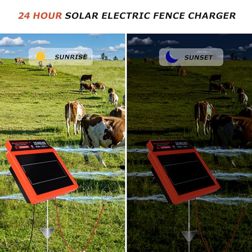 LFGS25 Solar Electric Fence Charger, 25 Miles Solar Charger,0.5J Portable Powered Charger with Day or Night Mode for Livestock, Cattle Sheep, Pigs, Horses - size: LFGS25