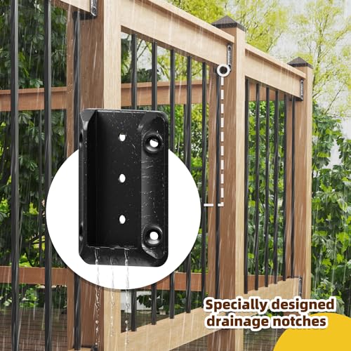 30 Pcs Toscoco Deck Railing Brackets for 2×4 (Actual 1.5" × 3.5") Wood Rail | Heavy Duty Nylon 66 Railing Connectors for Wood Post to Handrail Connection with 215 Pcs Deck Screws for Deck Stair Fence