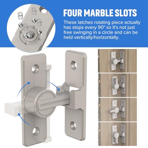 90 Degree Barn Door Lock, Heavy Duty Locks, Nickel | Flip Sliding Gate Latches for Garden, Bathroom, Garage & Sliding Doors - size: 1 Pack Nickel