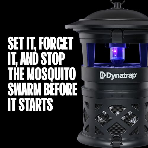 Dynatrap DT1130SR 1/2 Acre Mosquito & Flying Insect Outdoor Trap and Killer – Kills Mosquitoes, Flies, Wasps, Gnats, & Other Flying Insects - Bug Zapper Alternative – Black | UV-LED Flying Insect Killer, Outdoor Fly Control, Kills Mosquitoes, Gnats, Flies