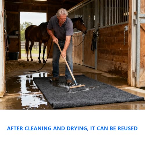 Under Horse/Stable Mats，Horse shed floor mat——Backing prevents liquid penetration,Duty Stall Mats for Floor Surface,Soft Material, Non-slip Backing，Washable,Keeps Stable Floors Clean (48"x 72") - size: 48"x 72"