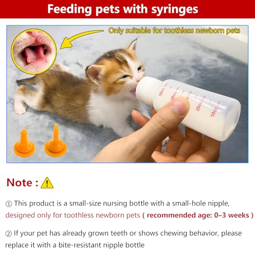 Pet Feeding Bottle and Syringe Set for Puppies and Kittens(3 Bottles,3 Syringes,9 Nipples)