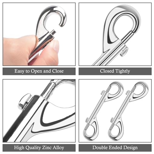 ERKOON 15 Pack Double Ended Bolt Snap Hooks Extra Large 4.7inch Zinc Alloy Mental Clips Heavy-Duty Trigger Snaps for Horse Tack Water Bucket Feed Bucket Dog Leash Horse Pet Sling, 220LBS Load Capacity - size: 4-7/10 15 Pack
