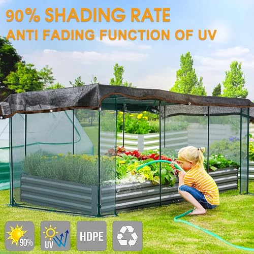 90% Black Shade Cloth for Patio, 4x8 FT Mesh Tarp Sun Shade Cloth with Grommets, Sun Protection Sail for Garden Greenhouse Pergola Barns Kennel Patio Outdoor Neting Cover - size: 4x8FT