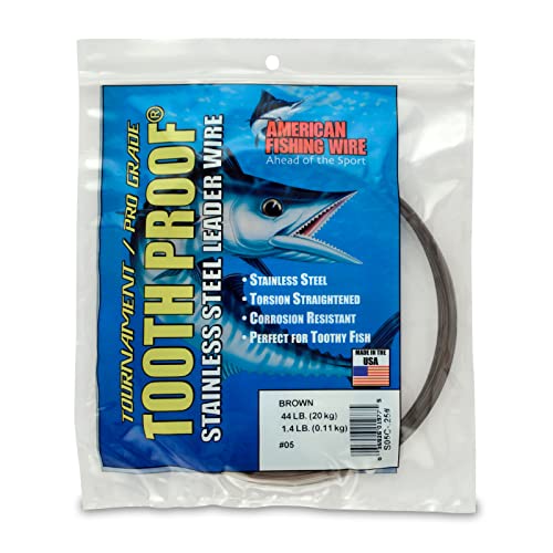 AFW Tooth Proof Fishing Line - Single Strand | High-Strength Stainless Steel Tooth Proof Fishing Line Single Strand Leader Wire Versatile Applications 360 lb test USA Made - color: Camo, style: #5, 44 Lb Test, 1/4 Lb