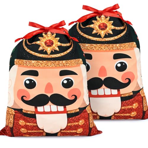 KzgtY Christmas Nutcracker 2PCS Gift Bags with Drawstring, 16 x 12 Inch Reusable Present Sacks for Christmas,Brithday, Holidays,Parties & Gift Packaging - color: Christmas Nutcracker
