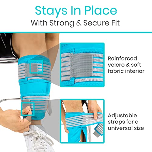 Vive Calf & Shin Ice Pack Wrap (Single) - Extra Strength Hot & Cold Therapy | For Shin Splints & Leg Pain - Adjustable Compression Straps to Stay in Place - Flexible When Frozen with 30+ Minutes of Cold - size: Single
