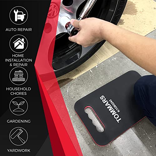 0.9 Inch Thick Mechanic Kneeling Pad, 15.55 x 9.25 Inches | High-Density PE Foam Knee Cushion with Double-Sided Nonslip Surface and Carry Handle for Gardening, Yard Work and Repairs - size: 9.25in Length-Unfodable