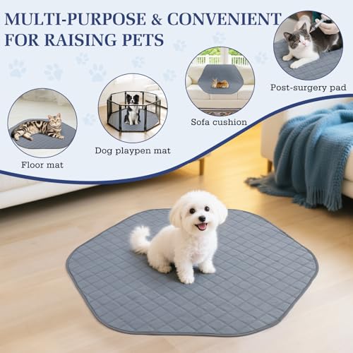 Pawaboo 2-in-1 Small Animals Playpen with Pad, Gray+Gray | Waterproof, Reusable Pad, Portable Outdoor Yard Fence with 3 Metal Rod, For Chick/Kitten/Guinea Pig/Rabbits/Chinchillas - color: U-Gray+Gray