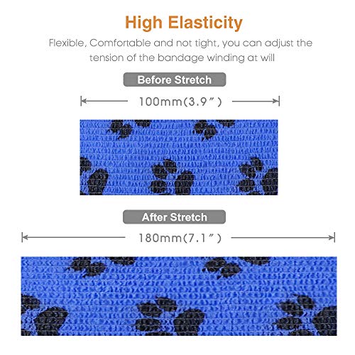 Vet Wrap Cohesive Bandages Bulk Self Adhesive Bandage Wrap Self Adherent Wrap Non-Woven for Dogs Pet Animals & Ankle Sprains & Swelling (3 Inch Blue Claw) - color: 3 Inch Blue Claw