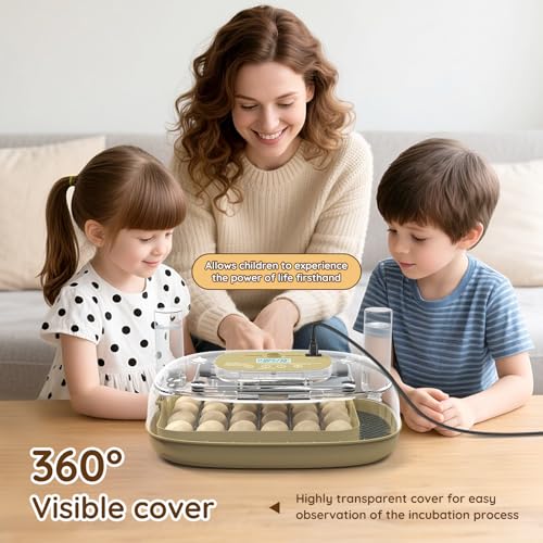 24 Egg Incubator for Hatching Eggs with Temperature and Humidity Control, LED Candling & Auto Turning for Chicken Duck Quail Birds, Ideal for Home Farm, Classroom, Beginners - color: Green