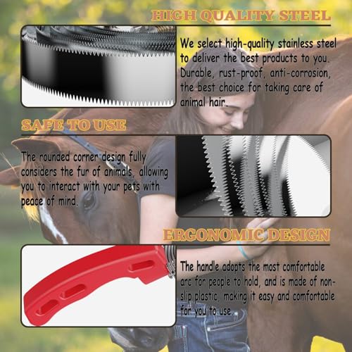 Curry Comb Kit, 6 Ring Curry Comb & Rubber Brush | Curry Comb Kit for Grooming Horses, Dogs, Goats, Cattle, Cow, Donkey Supplies - color: 6 Ring Curry Comb & Rubber Curry Comb
