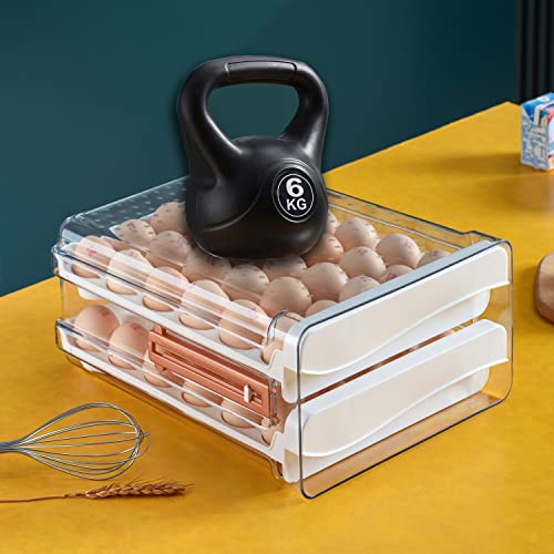 Large Capacity Drawer Type Egg Holder, 2-Layer 60 Grid