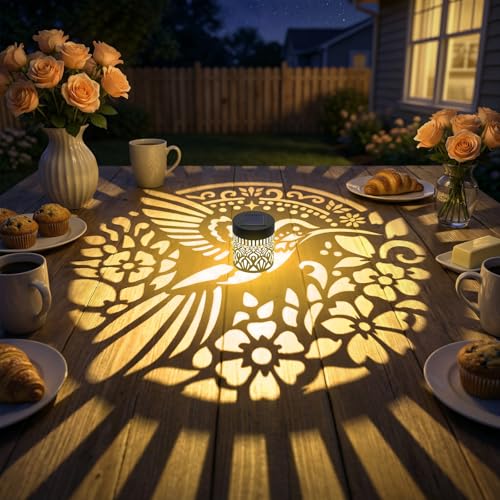 Gardsee Solar Fence Lights Outdoor 2 Pack Deck Step Wall Lights Butterfly Metal Waterproof LED Warm Yellow Light for Garden Post Patio Backyard Yard Decor (Black 4) - style: black 4