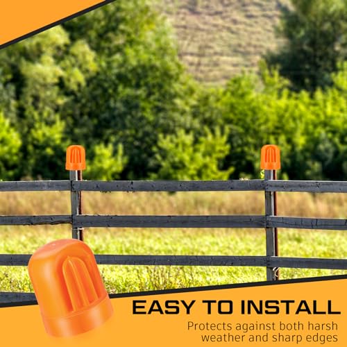 25 Pcs T Post Rebar Cap,Safety T Post Topper,High Visibility Orange | Insulator Plastic, Cover Fence Sharp Edges, for T & U Posts for Wire and Tape Ends of Tent Stakes, Pipe, Livestock Fencing