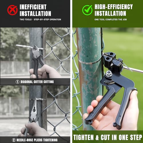 Cable Tie Gun Kit, 201-Piece Set 11.8 Inch 304 Stainless Steel | Includes 200 Ties with Tightening Tool for Chain Link Fence, Chicken Coop, Farm, Garden and Outdoor Installation Projects