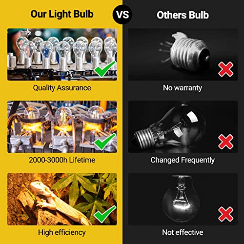 REPTI ZOO 2 Pack 100W Reptile Heat Lamp Bulbs,Upgraded Reptile Day and Night Basking Spot Bulb Combo Amphibian Infrared Heat Lamp Bulb/UVA Basking Spot Daylight Heating Light Bulb - style: Style 1