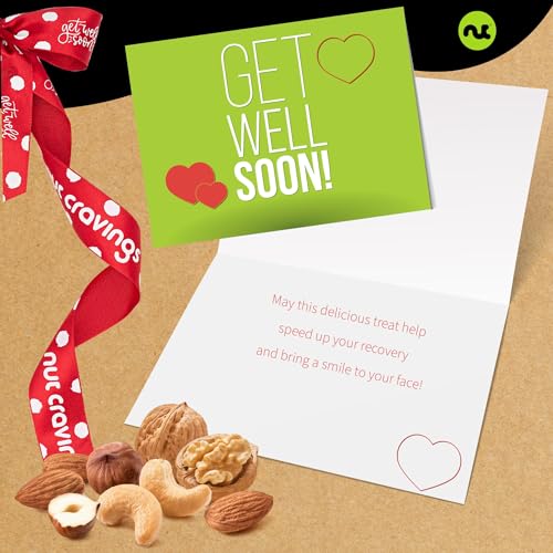 NUT CRAVINGS - Get Well Soon, Mixed Nuts Gift Basket (7 Assortments) | with Get Well Soon Ribbon Food Platter, Healthy Snack Care Package, Food Assortments - style: 5. Get Well - Deluxe (7 Assortment)
