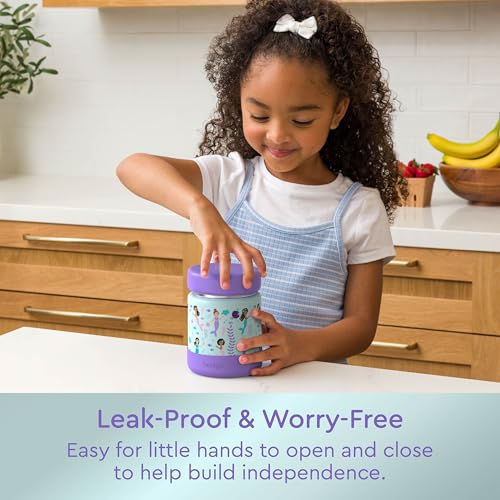 Bentgo Kids Stainless Steel Leak-Proof Food Jar for Hot or Cold Food | 11 fl oz Double Insulated Container with Removable Silicone Bumper, Dishwasher Safe, Easy Open Lid, Ages 3+ (Mermaids) - color: Sea Life