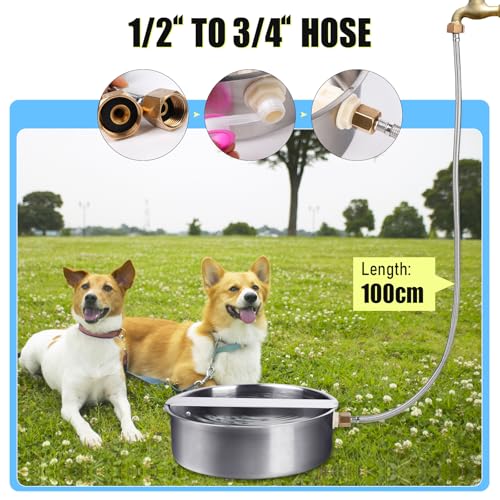 Automatic Dog Water Bowl Dispenser Large Breed| Auto Fill| High Capacity | Stainless Steel Dog Waterer with Float Valve Self Filling Auto Water Bowl for Outdoor Large Dogs Cats Chicken Livestock