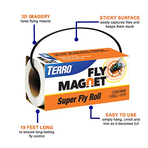 TERRO T521SR Magnet Super Fly Roll-2 Pack,White - size: 2 Pack