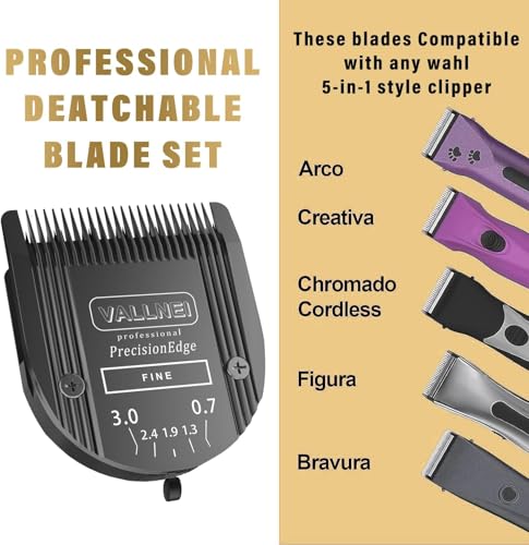 5-in-1 Replacement Clipper Blade, Detachable & Adjustable Dog Grooming Blade Compatible with Wahl Arco, Bravura, Chromado, Creativa, Figura, Motion & SuperGroom (Black 1 Pack) - color: Black, size: 1 Pack