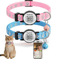 2 Pack QR Code Cat Collar with Instant Lost Pet Recovery System, Scan for Urgent Alerts & Location Info, Breakaway Reflective Collar with Safety Bell (Blue & Pink) - color: Paw pattern - Blue & Pink