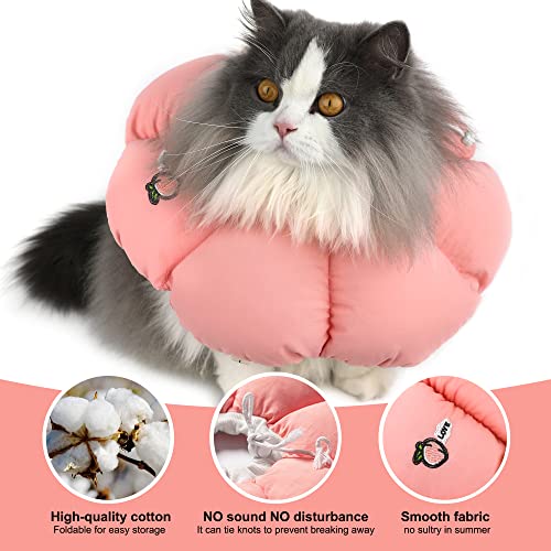 HiDREAM Cat Cone Collar,Cute Waterproof Elizabethan e Collar for Cats,Anti-Bite Lick Wound Healing Safety Cat Recovery Collar,All-Season Style - color: Pink flowers, size: Large