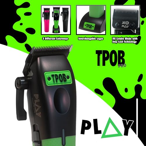 TPOB Play Barber Hair Clippers for Men 7500 RPM with Rubber Grips (Black/Green/Pink) - color: Black/Green/Pink