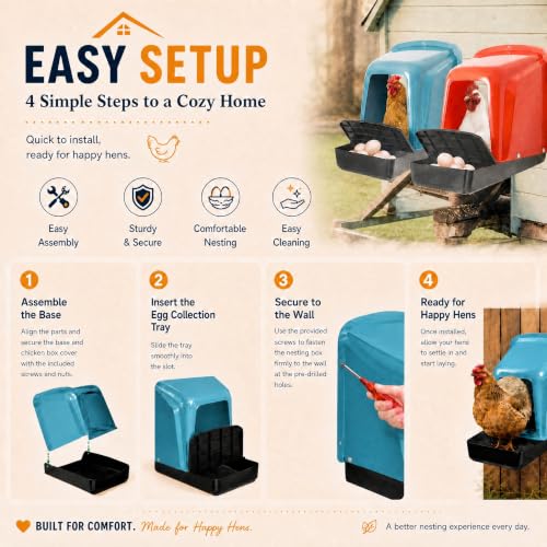 10 Pack Large Roll Away Chicken Nesting Boxes & 10 Washable Pads | Large Roll Away Design for Easy Egg Collection; Protective Perch Helps Prevent Egg Pecking; 10 Washable Nesting Pads
