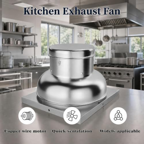 2400 CFM Upblast Roof Exhaust Fan, Direct Drive, 25" Base | High-speed direct drive, <65dB quiet, rust-resistant, pre-wired, for restaurant, warehouse, industrial ventilation - size: 2400 CFM