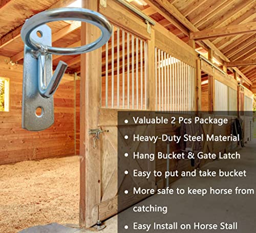 Horse Feed Bucket Hook,Water Bucket Holder Hanger for Horse Stall/Stable Supplies (2 Pack) - size: 2 Pack