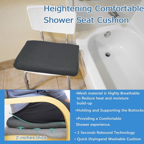 REEZEIVI Shower Seat Cushion,Silicone Non-Slip Base for Elderly & Disabled | Raised 4D mesh shower pad, soft breathable, washable quick dry, silicone non-slip bottom - size: grey-green